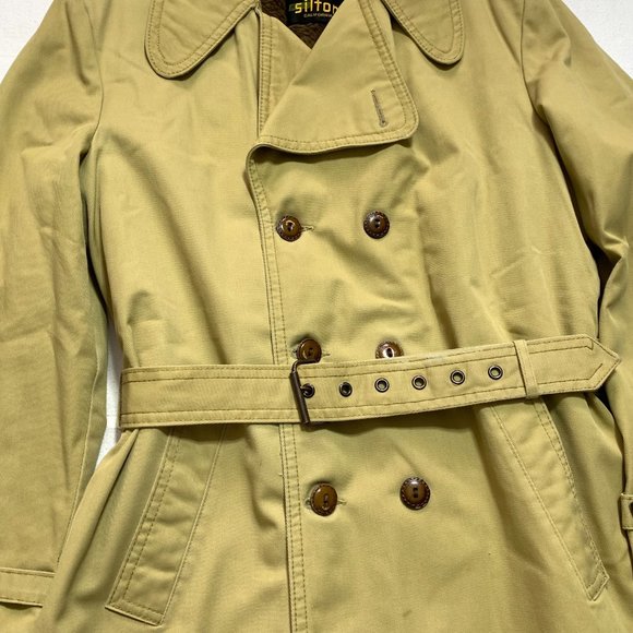 Vintage Silton California Canvas Sherpa Lined Belted Jacket Over Mens Size M tan - Picture 6 of 14